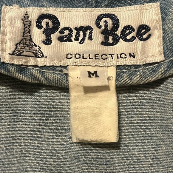 Vtg Pam Bee Collection Denim Heart Cropped 80s / 90s Y2K Sz M Jean Jacket - Picture 7 of 10